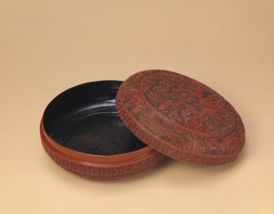 图片[2]-Large round box with carved dragon and phoenix patterns-China Archive